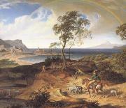 Joseph Anton Koch Stormy Landscape with Returning Rider (mk10) oil painting artist